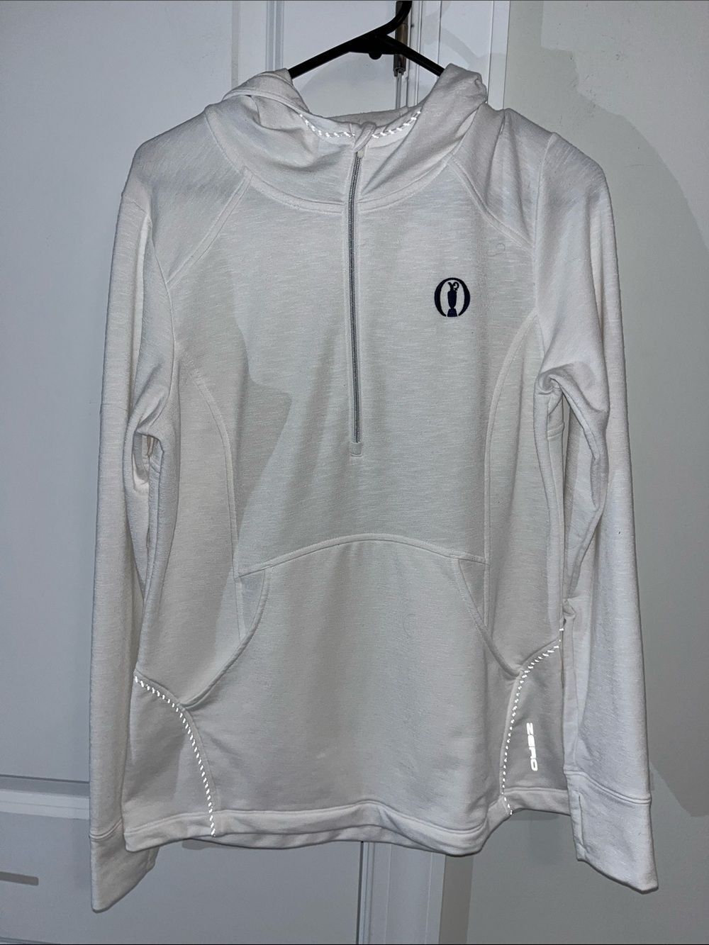 White Zero Restriction ZR reflective golf hooded sweatshirt The British Open M